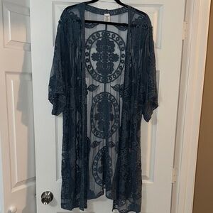 Time and Tru Blue Sheer Kimono Top